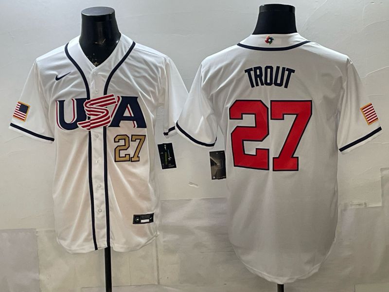 Men 2026 World Cub USA #27 Trout White Game Nike MLB Jersey style 003->more jerseys->MLB Jersey